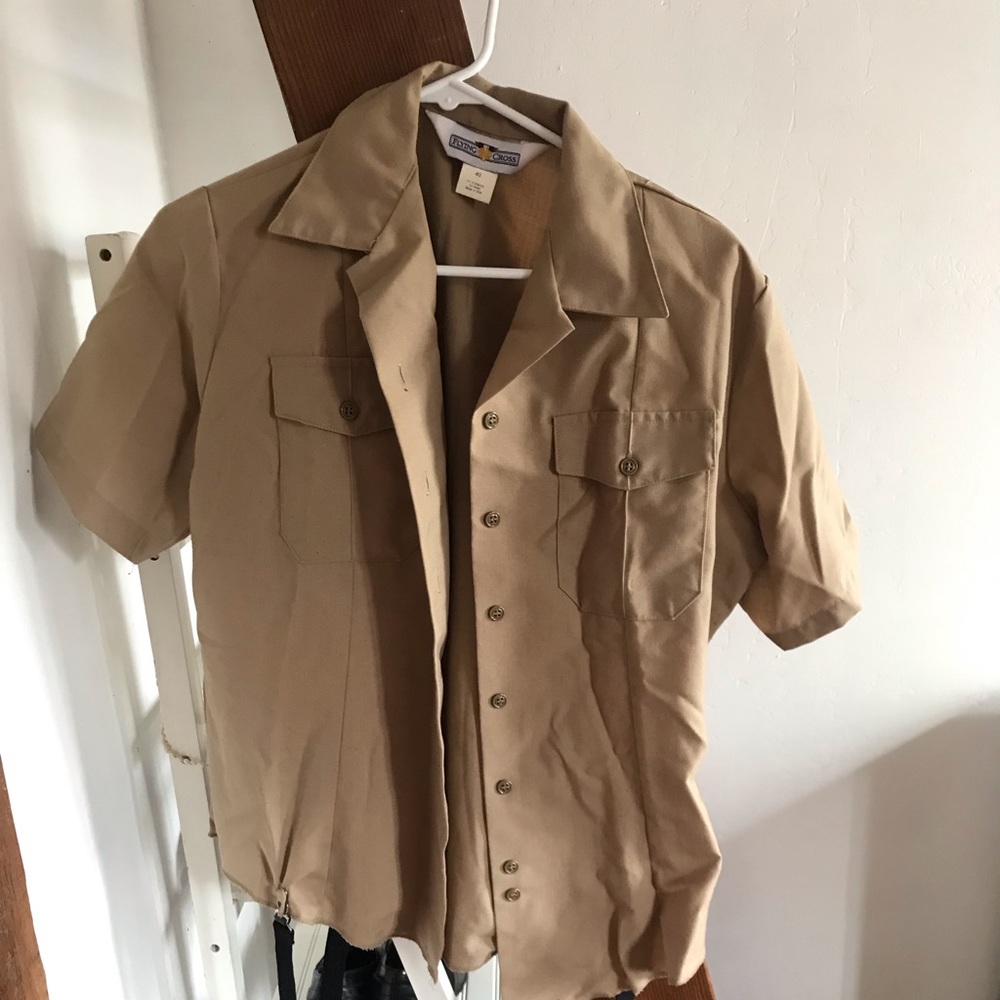 Khaki button down shirt